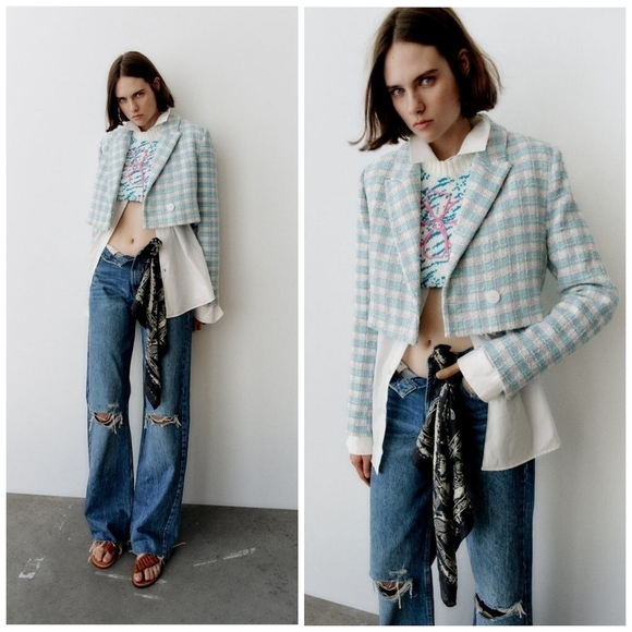 Zara Jackets & Blazers - Zara Textured Cropped Blazer